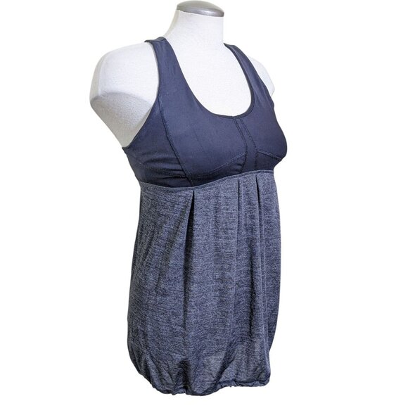 Lululemon Run Your Heart Out Tank Top Black Gray Tie Bottom Womens Size 10 Gym - Picture 2 of 6